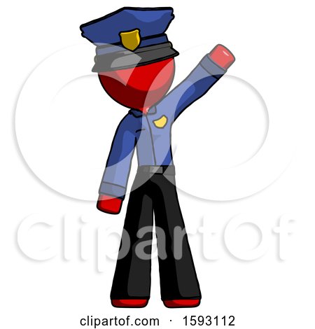 Red Police Man Waving Emphatically with Left Arm by Leo Blanchette