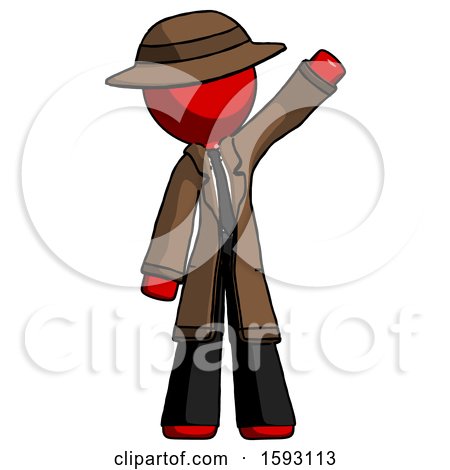 Red Detective Man Waving Emphatically with Left Arm by Leo Blanchette