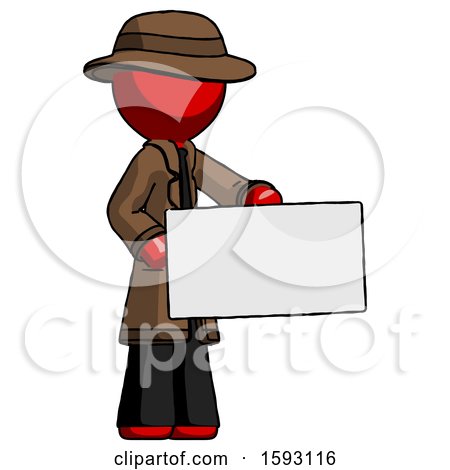 Red Detective Man Presenting Large Envelope by Leo Blanchette