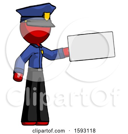 Red Police Man Holding Large Envelope by Leo Blanchette