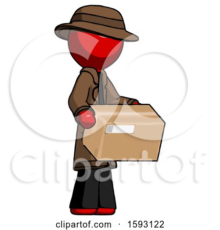 Red Detective Man Holding Package to Send or Recieve in Mail by Leo Blanchette