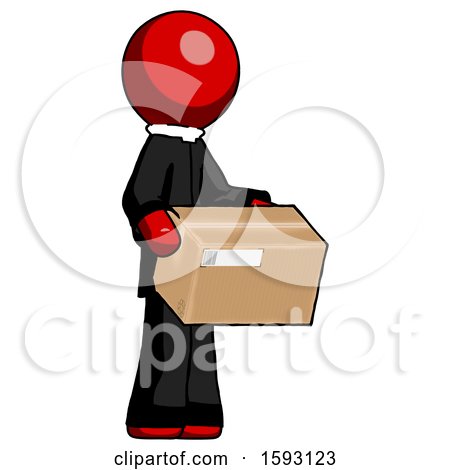 Red Clergy Man Holding Package to Send or Recieve in Mail by Leo Blanchette