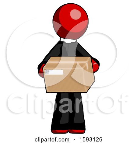 Red Clergy Man Holding Box Sent or Arriving in Mail by Leo Blanchette