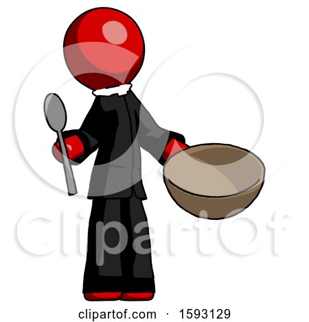 Red Clergy Man with Empty Bowl and Spoon Ready to Make Something by Leo Blanchette
