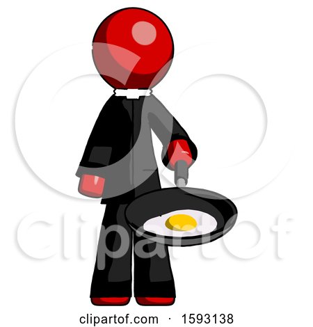 Red Clergy Man Frying Egg in Pan or Wok by Leo Blanchette