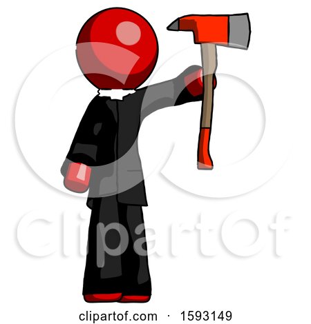 Red Clergy Man Holding up Red Firefighter's Ax by Leo Blanchette