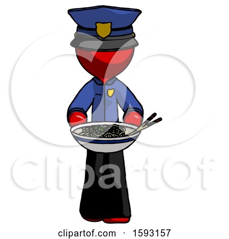 Red Police Man Serving or Presenting Noodles by Leo Blanchette