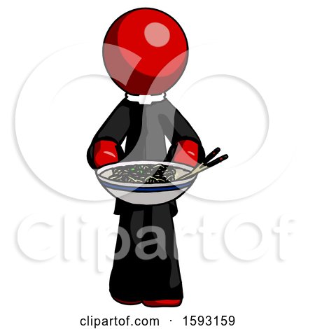 Red Clergy Man Serving or Presenting Noodles by Leo Blanchette