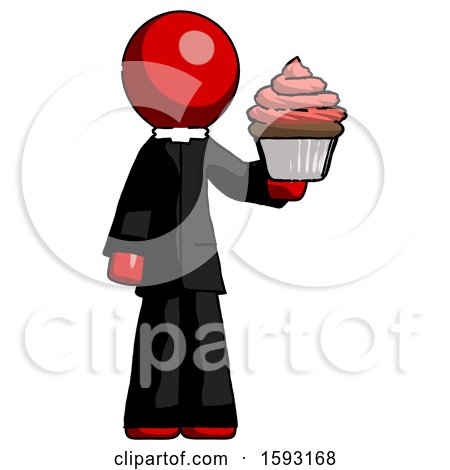 Red Clergy Man Presenting Pink Cupcake to Viewer by Leo Blanchette
