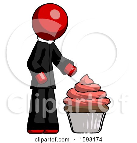 Red Clergy Man with Giant Cupcake Dessert by Leo Blanchette