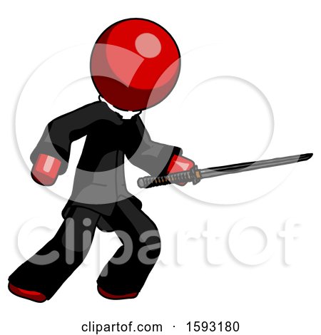 Red Clergy Man Stabbing with Ninja Sword Katana by Leo Blanchette