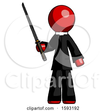 Red Clergy Man Standing up with Ninja Sword Katana by Leo Blanchette