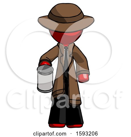 Red Detective Man Begger Holding Can Begging or Asking for Charity by Leo Blanchette