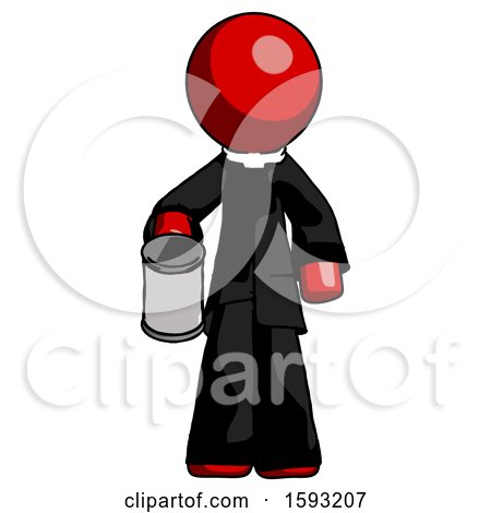 Red Clergy Man Begger Holding Can Begging or Asking for Charity by Leo Blanchette