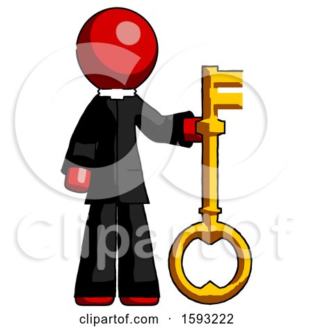 Red Clergy Man Holding Key Made of Gold by Leo Blanchette