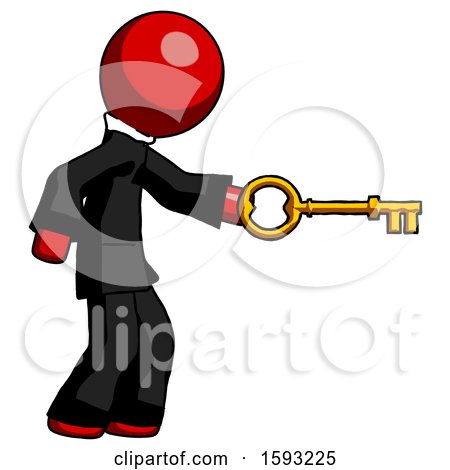 Red Clergy Man with Big Key of Gold Opening Something by Leo Blanchette