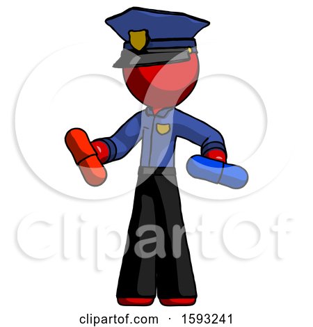 Red Police Man Red Pill or Blue Pill Concept by Leo Blanchette