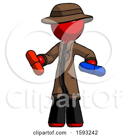 Red Detective Man Red Pill or Blue Pill Concept by Leo Blanchette