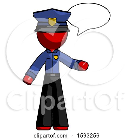 Red Police Man with Word Bubble Talking Chat Icon by Leo Blanchette