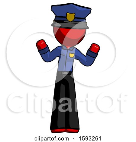 Red Police Man Shrugging Confused by Leo Blanchette