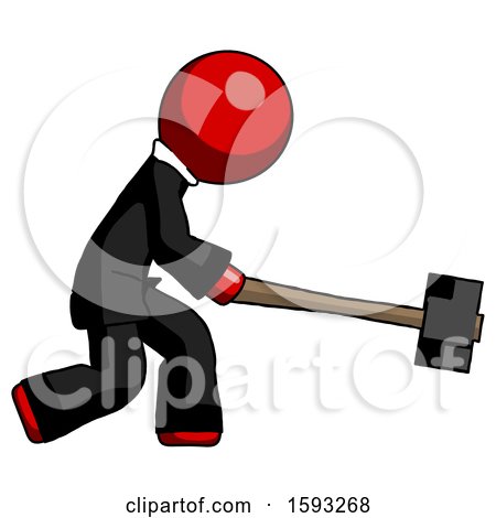 Red Clergy Man Hitting with Sledgehammer, or Smashing Something by Leo Blanchette