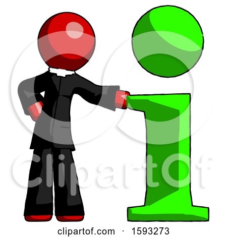 Red Clergy Man with Info Symbol Leaning up Against It by Leo Blanchette
