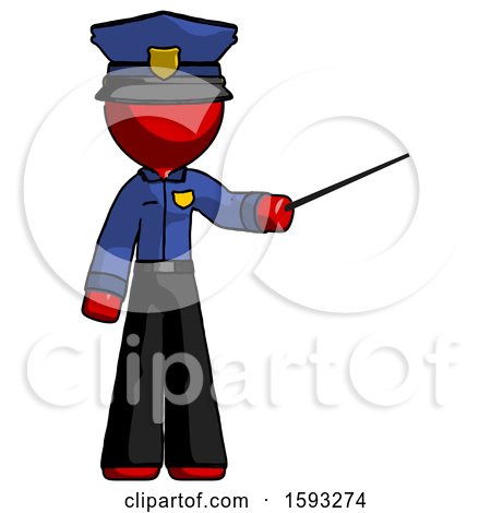 Red Police Man Teacher or Conductor with Stick or Baton Directing by Leo Blanchette