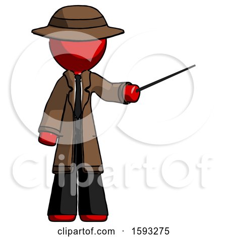 Red Detective Man Teacher or Conductor with Stick or Baton Directing by Leo Blanchette