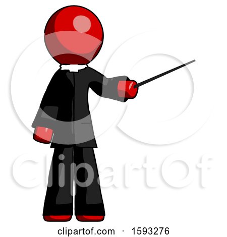 Red Clergy Man Teacher or Conductor with Stick or Baton Directing by Leo Blanchette