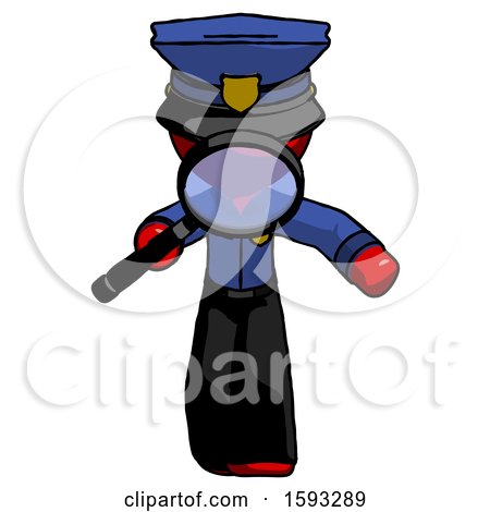 Red Police Man Looking down Through Magnifying Glass by Leo Blanchette