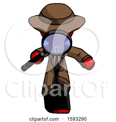 Red Detective Man Looking down Through Magnifying Glass by Leo Blanchette