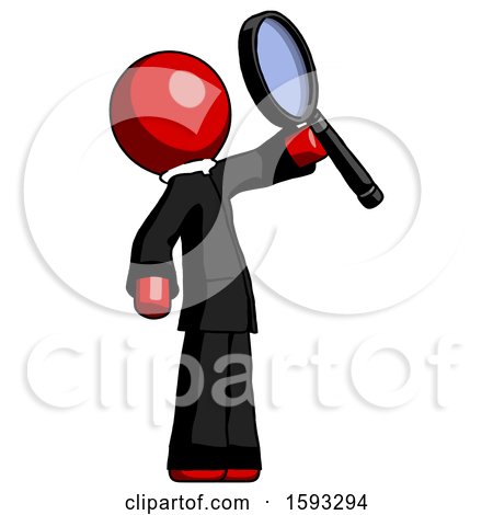 Red Clergy Man Inspecting with Large Magnifying Glass Facing up by Leo Blanchette