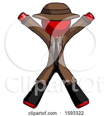 Red Detective Man Jumping or Flailing by Leo Blanchette
