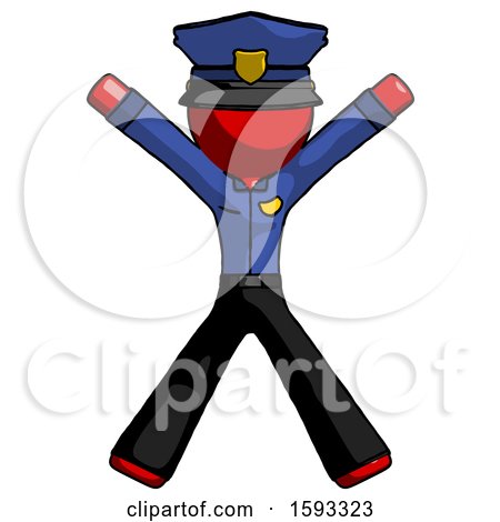 Red Police Man Jumping or Flailing by Leo Blanchette