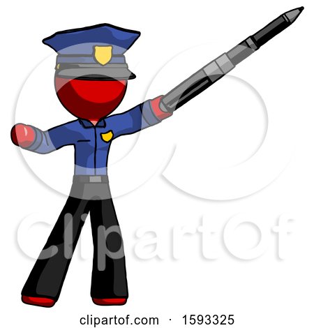 Red Police Man Demonstrating That Indeed the Pen Is Mightier by Leo Blanchette