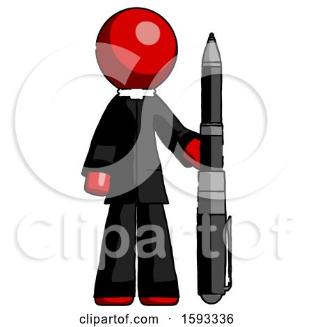 Red Clergy Man Holding Large Pen by Leo Blanchette