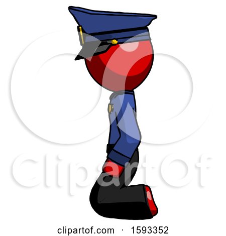 Red Police Man Kneeling Left by Leo Blanchette