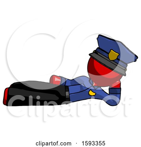 Red Police Man Reclined on Side by Leo Blanchette