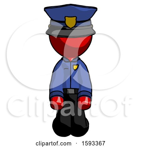 Red Police Man Kneeling Front Pose by Leo Blanchette