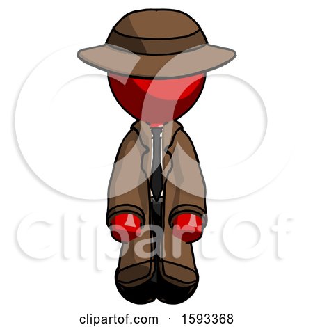 Red Detective Man Kneeling Front Pose by Leo Blanchette