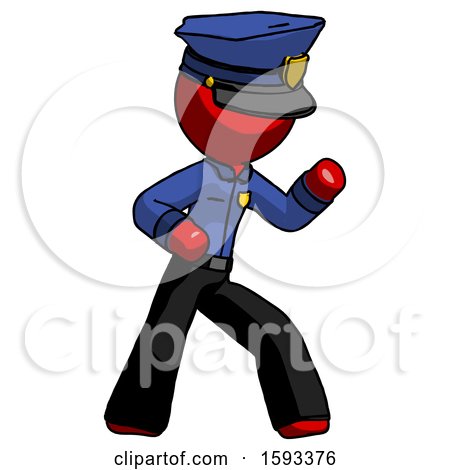 Red Police Man Martial Arts Defense Pose Right by Leo Blanchette