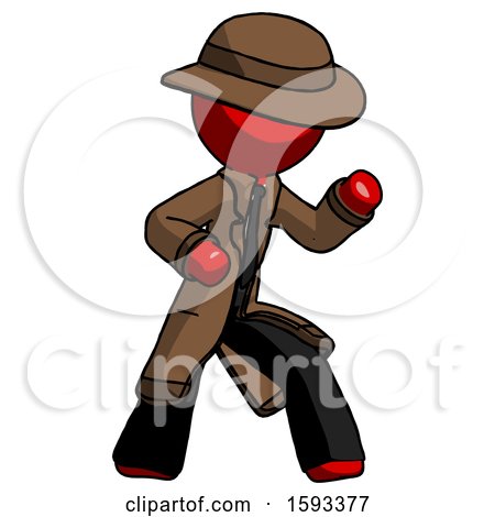 Red Detective Man Martial Arts Defense Pose Right by Leo Blanchette
