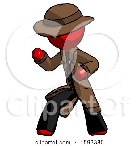 Red Detective Man Martial Arts Defense Pose Left by Leo Blanchette