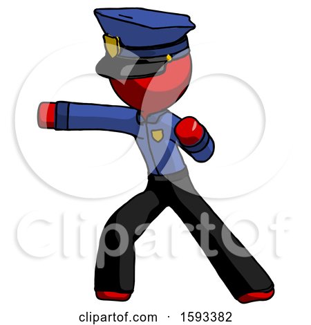 Red Police Man Martial Arts Punch Left by Leo Blanchette