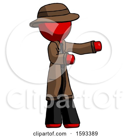 Red Detective Man Presenting Something to His Left by Leo Blanchette