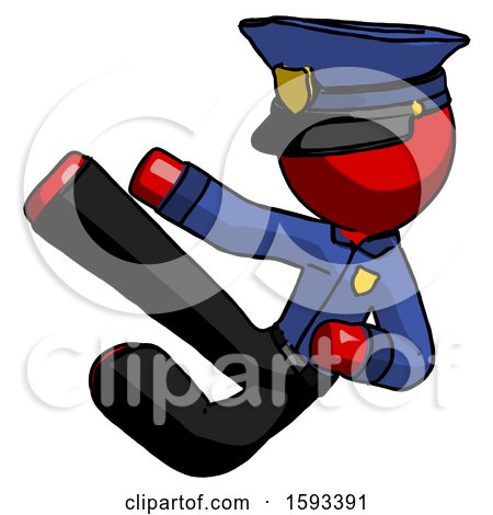 Red Police Man Flying Ninja Kick Left by Leo Blanchette