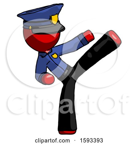 Red Police Man Ninja Kick Right by Leo Blanchette