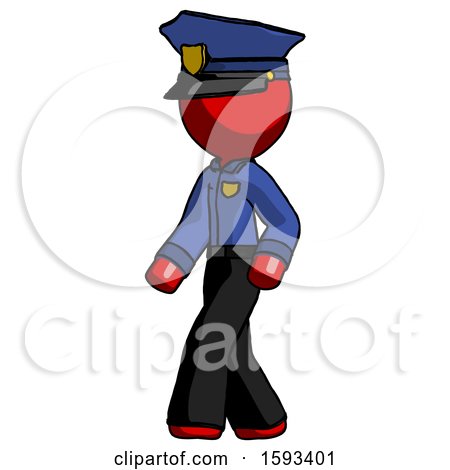 Red Police Man Man Walking Turned Left Front View by Leo Blanchette