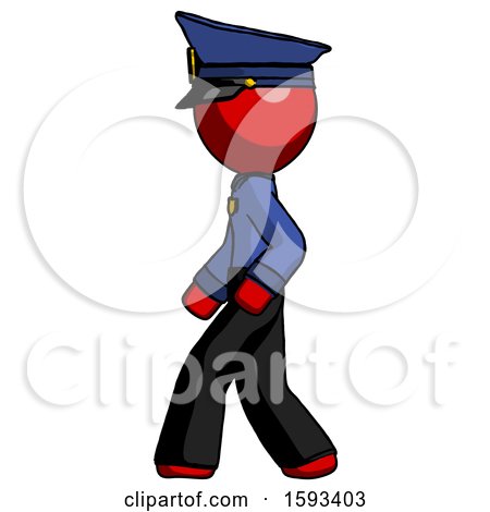 Red Police Man Walking Left Side View by Leo Blanchette