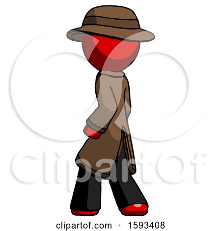 Red Detective Man Walking Away Direction Left View by Leo Blanchette